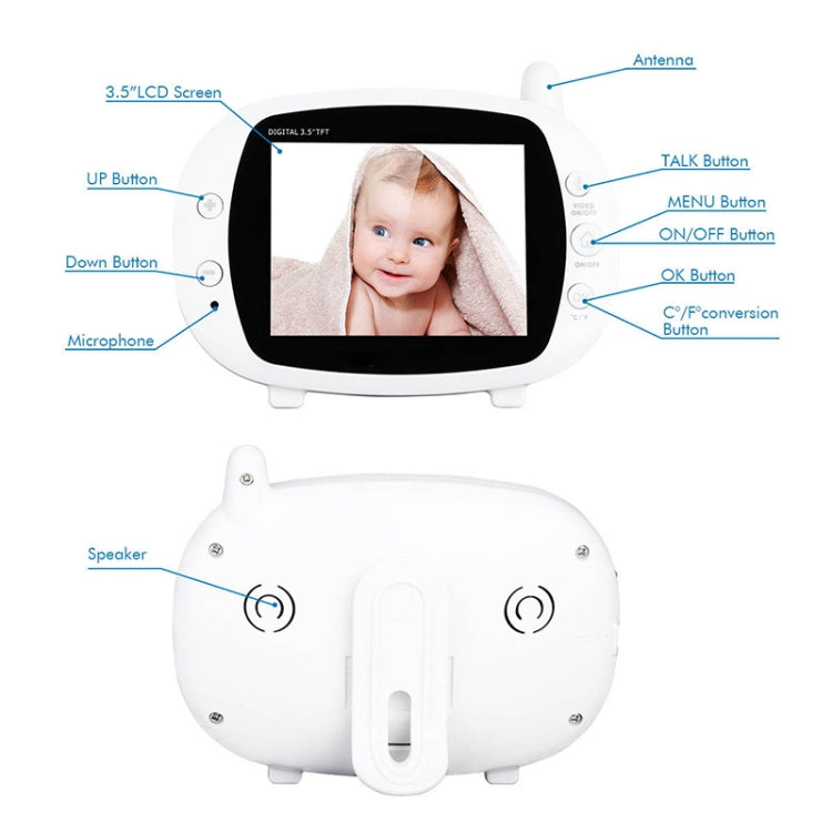BM-850 3.5 inch LCD 2.4GHz Wireless Surveillance Camera Baby Monitor with 8-IR LED Night Vision, Two Way Voice Talk(White) by bashfashion