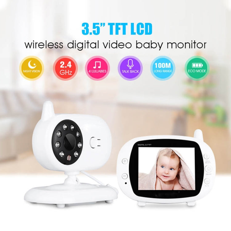 BM-850 3.5 inch LCD 2.4GHz Wireless Surveillance Camera Baby Monitor with 8-IR LED Night Vision, Two Way Voice Talk(White) by bashfashion