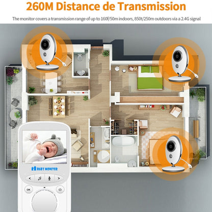 VB605 2.4 inch LCD 2.4GHz Wireless Surveillance Camera Baby Monitor, Support Two Way Talk Back, Night Vision(White) by bashfashion