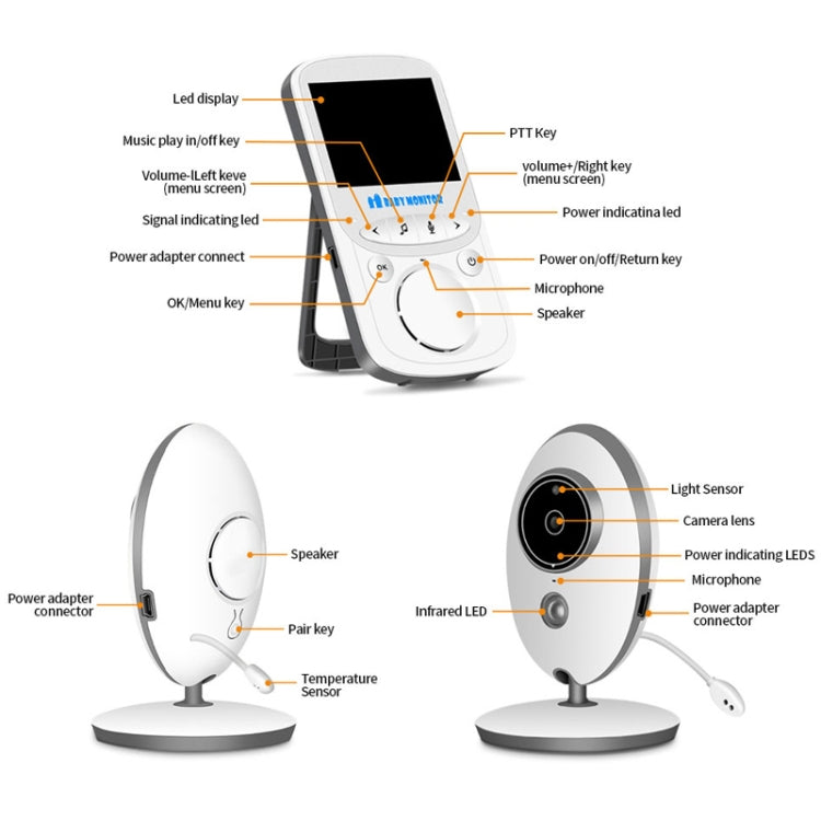 VB605 2.4 inch LCD 2.4GHz Wireless Surveillance Camera Baby Monitor, Support Two Way Talk Back, Night Vision(White) by bashfashion
