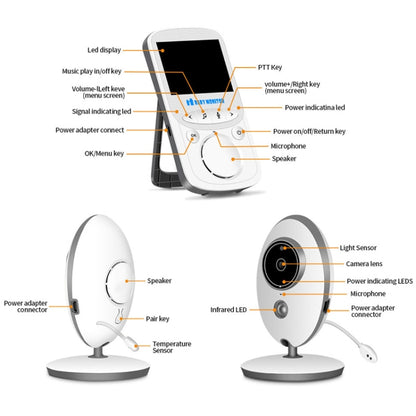 VB605 2.4 inch LCD 2.4GHz Wireless Surveillance Camera Baby Monitor, Support Two Way Talk Back, Night Vision(White) by bashfashion