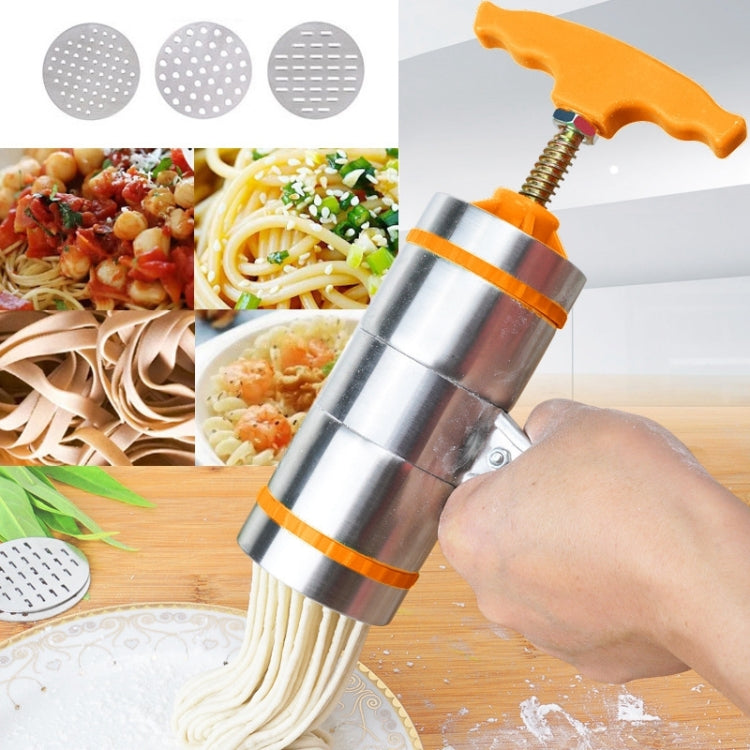 3 Molds Household Manually Small Stainless Steel Pressing Style Handhold Noodle Machine (Orange) by bashfashion