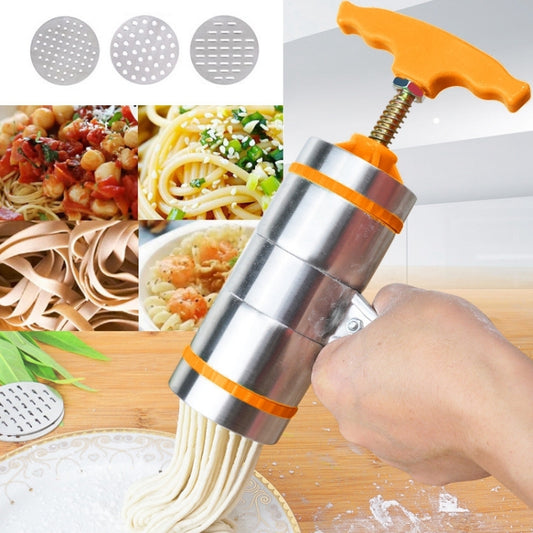 3 Molds Household Manually Small Stainless Steel Pressing Style Handhold Noodle Machine (Orange) by bashfashion