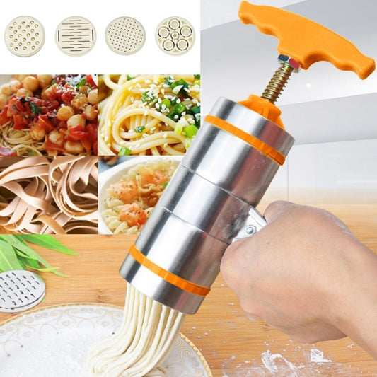 4 Molds Household Manually Small Stainless Steel Pressing Style Handhold Noodle Machine (Orange) by bashfashion