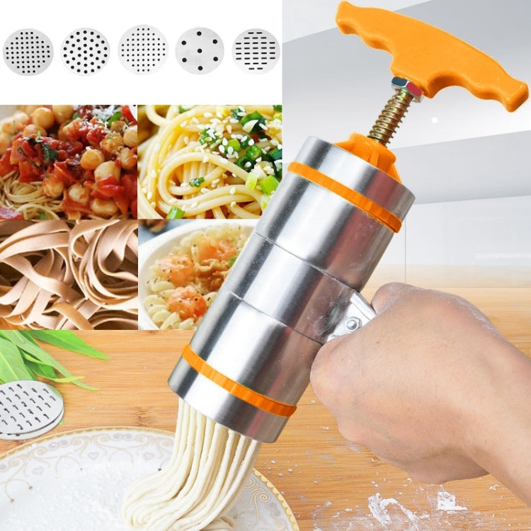 5 Molds Household Manually Small Stainless Steel Pressing Style Handhold Noodle Machine (Orange) by bashfashion