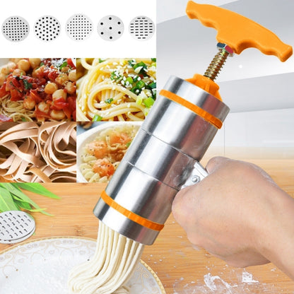 5 Molds Household Manually Small Stainless Steel Pressing Style Handhold Noodle Machine (Orange) by bashfashion