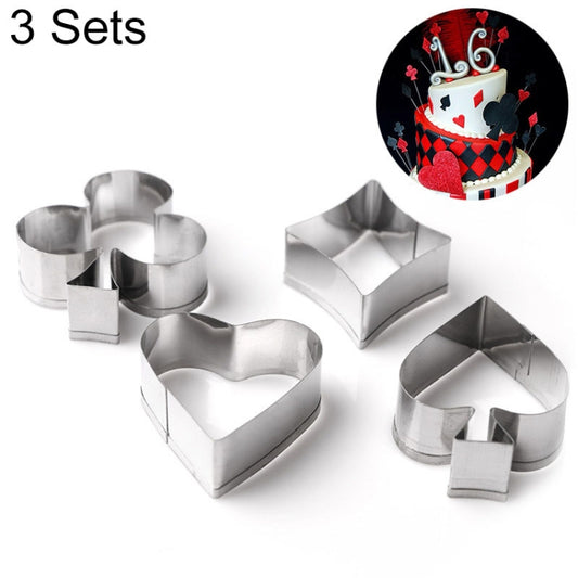 3 Sets Stainless Steel Poker Cookie Mold Playing Cards Cake Fondant Mold Spade Heart Biscuit Cutter by bashfashion
