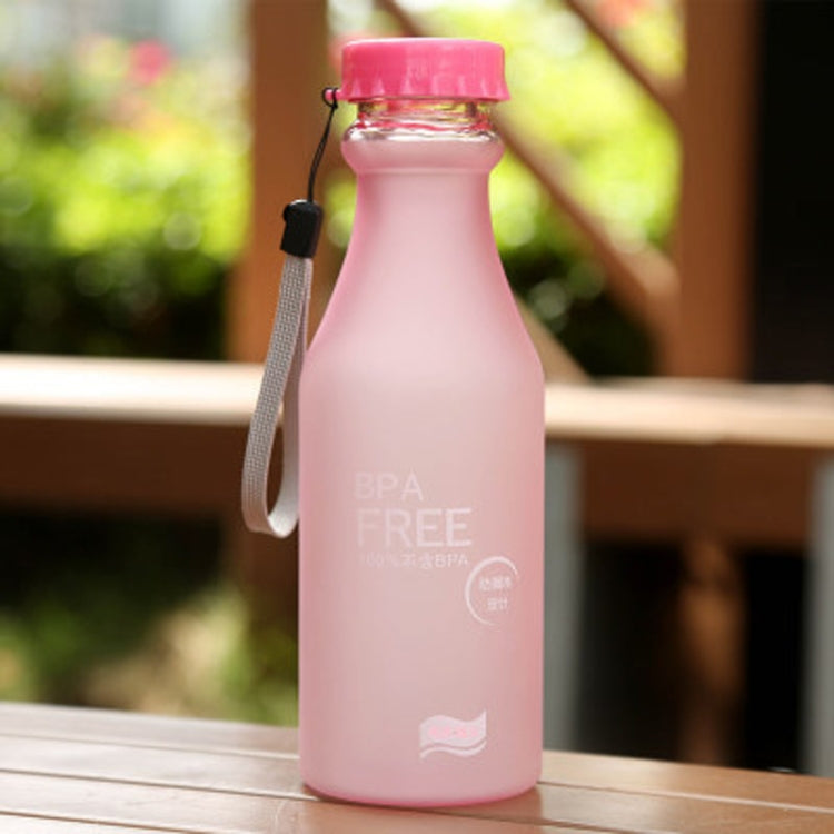 550mL Frost Leak-proof Plastic Portable Soda Bottle Sealed Simple Student Handy Beverage Bottle(Pink) by bashfashion