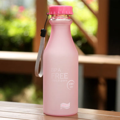 550mL Frost Leak-proof Plastic Portable Soda Bottle Sealed Simple Student Handy Beverage Bottle(Pink) by bashfashion