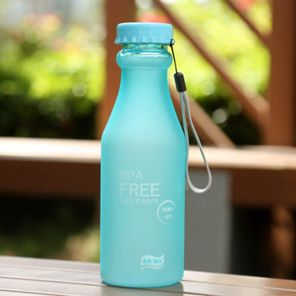 550mL Frost Leak-proof Plastic Portable Soda Bottle Sealed Simple Student Handy Beverage Bottle(Blue) by bashfashion