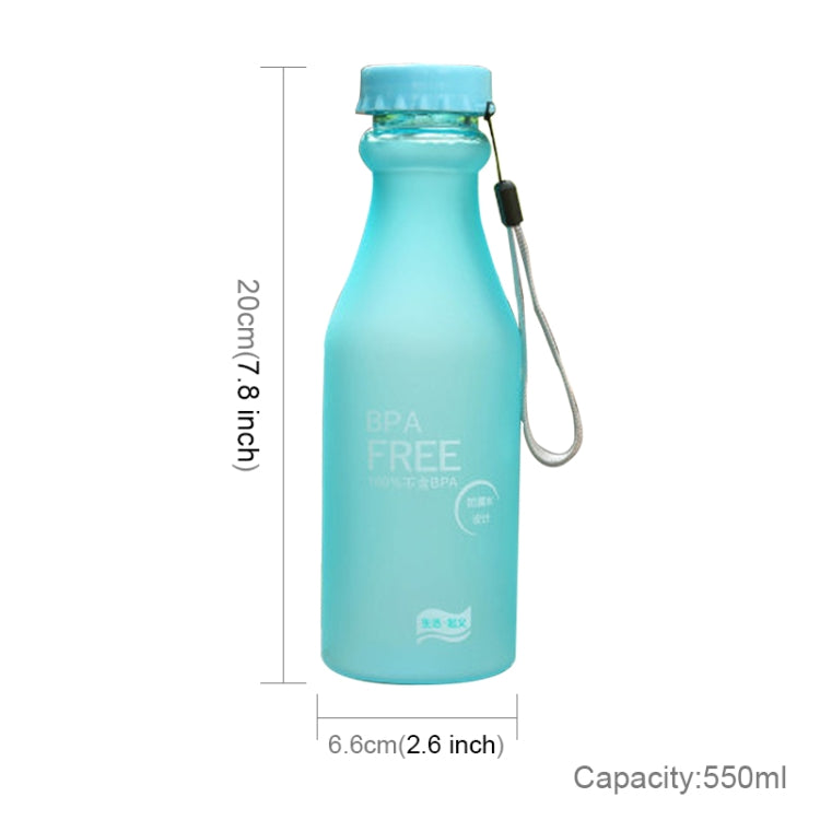 550mL Frost Leak-proof Plastic Portable Soda Bottle Sealed Simple Student Handy Beverage Bottle(Blue) by bashfashion
