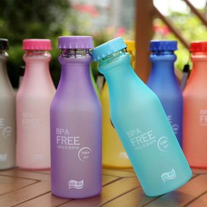 550mL Frost Leak-proof Plastic Portable Soda Bottle Sealed Simple Student Handy Beverage Bottle(Pink) by bashfashion