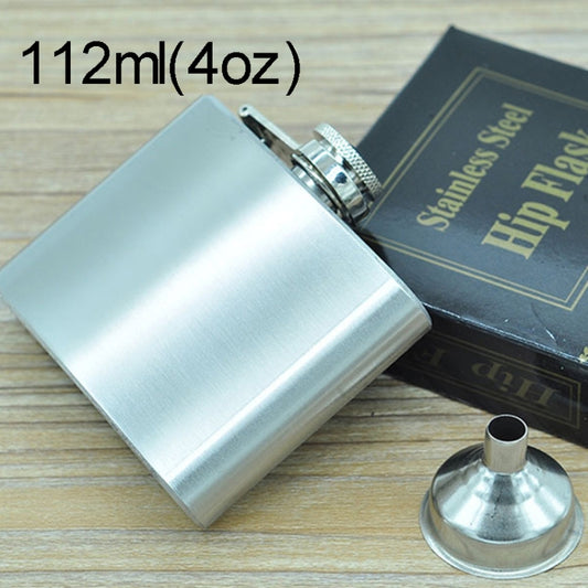 112mL (4oz) Outdoor Sports Handy Home Travel Wild Stainless Steel Portable Hip Flask(with Small Funnel)(Silver 112mL (4oz)) by bashfashion
