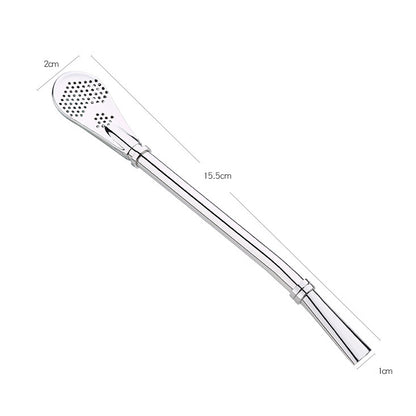 Stainless Steel Tea Leaf Filtered Drinking Straw Herb Tea Filter Tea Strainer Juice Cafe Coffee Stirring Spoon by bashfashion