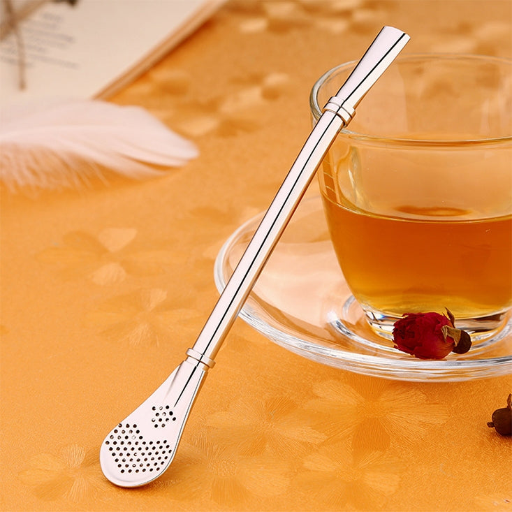 Stainless Steel Tea Leaf Filtered Drinking Straw Herb Tea Filter Tea Strainer Juice Cafe Coffee Stirring Spoon by bashfashion