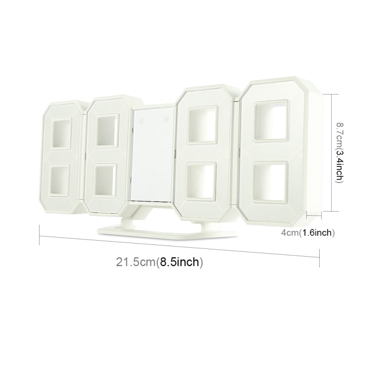 Multi-Function Large 3D LED Digital Wall Alarm Clock with Snooze Function, 12/24 Hours Display for Home, Kitchen, Office, DC 5V, CE Certificated(White) by bashfashion