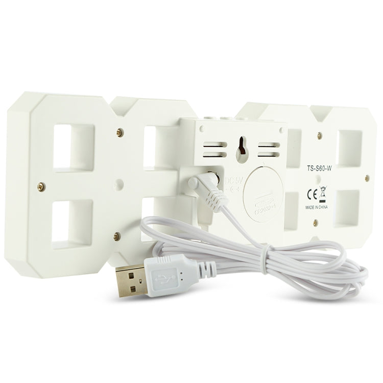 Multi-Function Large 3D LED Digital Wall Alarm Clock with Snooze Function, 12/24 Hours Display for Home, Kitchen, Office, DC 5V, CE Certificated(White) by bashfashion