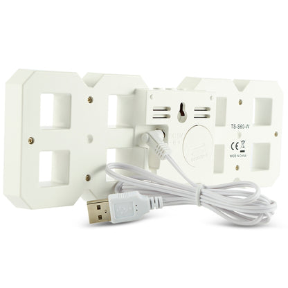 Multi-Function Large 3D LED Digital Wall Alarm Clock with Snooze Function, 12/24 Hours Display for Home, Kitchen, Office, DC 5V, CE Certificated(White) by bashfashion