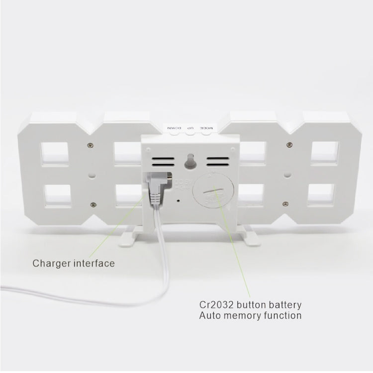 Multi-Function Large 3D LED Digital Wall Alarm Clock with Snooze Function, 12/24 Hours Display for Home, Kitchen, Office, DC 5V, CE Certificated(White) by bashfashion