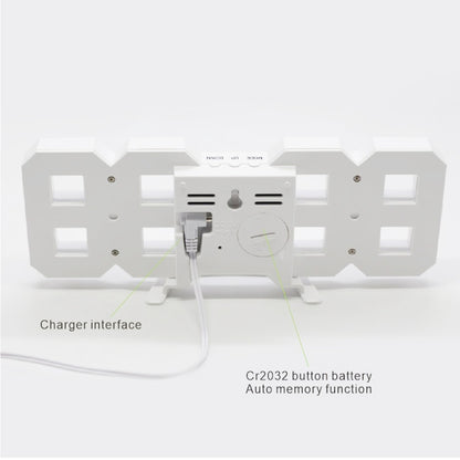 Multi-Function Large 3D LED Digital Wall Alarm Clock with Snooze Function, 12/24 Hours Display for Home, Kitchen, Office, DC 5V, CE Certificated(White) by bashfashion