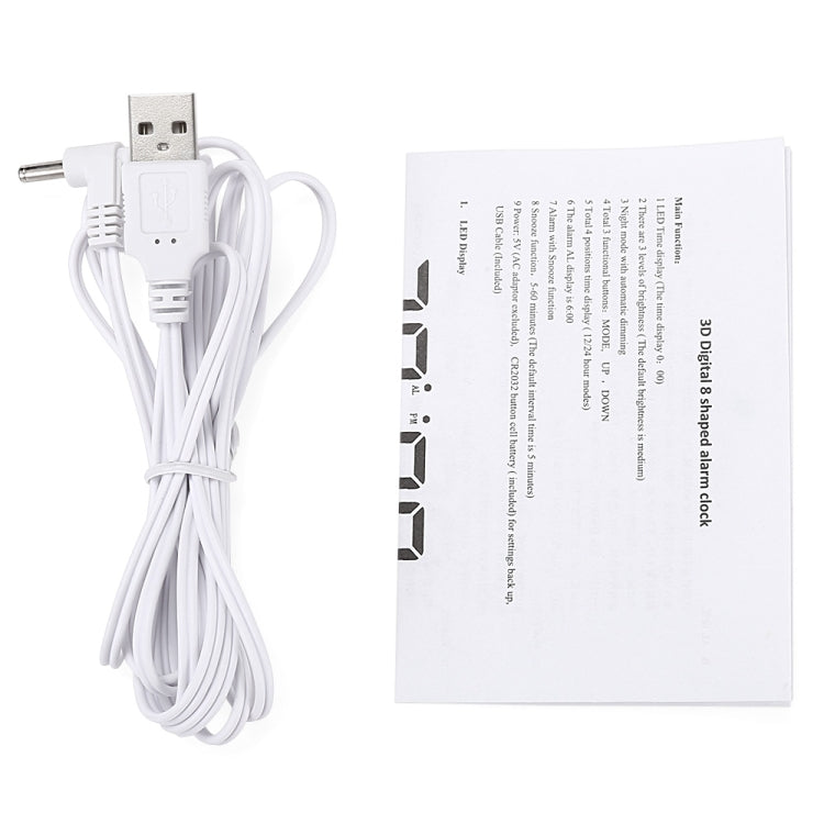 Multi-Function Large 3D LED Digital Wall Alarm Clock with Snooze Function, 12/24 Hours Display for Home, Kitchen, Office, DC 5V, CE Certificated(White) by bashfashion