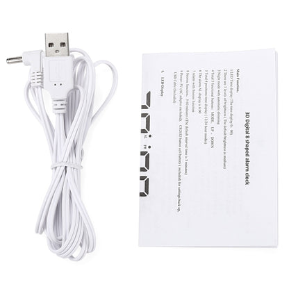 Multi-Function Large 3D LED Digital Wall Alarm Clock with Snooze Function, 12/24 Hours Display for Home, Kitchen, Office, DC 5V, CE Certificated(White) by bashfashion