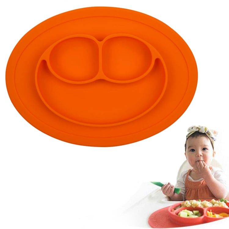 Smile Style One-piece Round Silicone Suction Placemat for Children, Built-in Plate and Bowl (Orange) by bashfashion