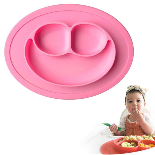 Smile Style One-piece Round Silicone Suction Placemat for Children, Built-in Plate and Bowl (Pink) by bashfashion