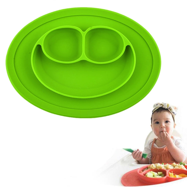 Smile Style One-piece Round Silicone Suction Placemat for Children, Built-in Plate and Bowl (Green) by bashfashion