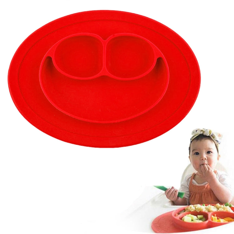 Smile Style One-piece Round Silicone Suction Placemat for Children, Built-in Plate and Bowl (Red) by bashfashion
