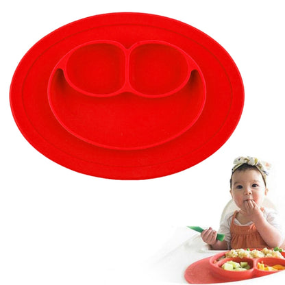 Smile Style One-piece Round Silicone Suction Placemat for Children, Built-in Plate and Bowl (Red) by bashfashion