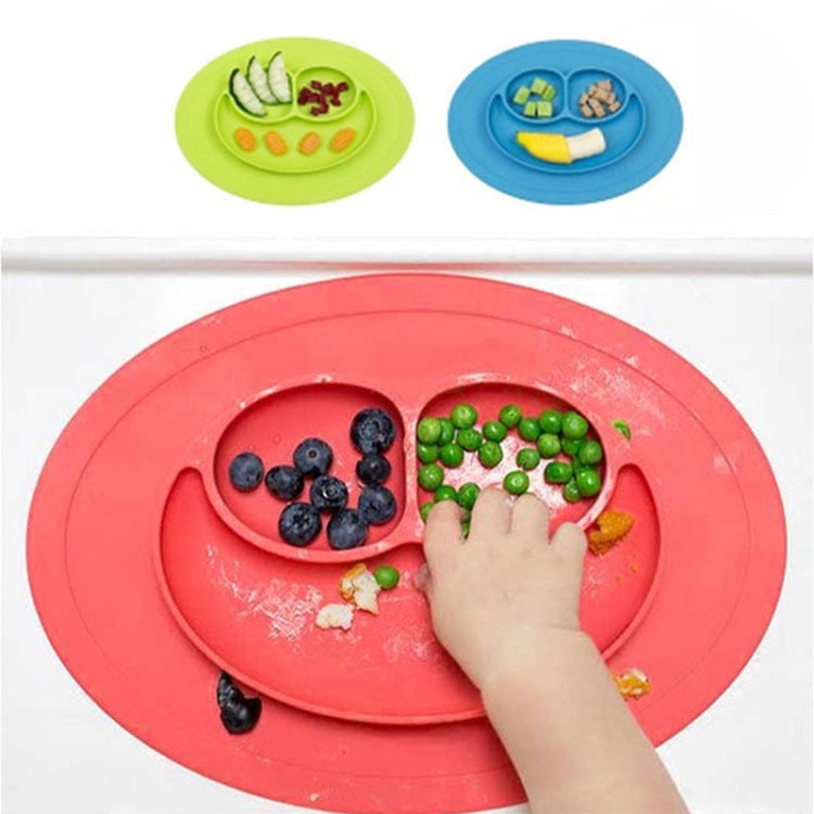 Smile Style One-piece Round Silicone Suction Placemat for Children, Built-in Plate and Bowl (Yellow) by bashfashion