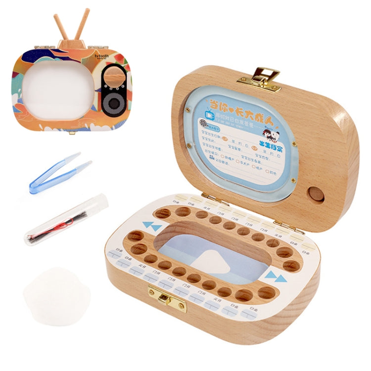 Creative Wooden Children TV Set Deciduous Tooth Preservation Box Baby Teeth Tooth House Storage Box by bashfashion