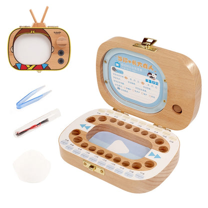 Creative Wooden Children TV Set Deciduous Tooth Preservation Box Baby Teeth Tooth House Storage Box by bashfashion