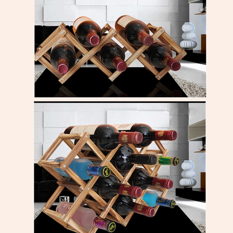 10 Bottles Racks Foldable Wine Stand Wooden Wine Holder Kitchen Bar Display Shelf(Carbon Baking) by bashfashion
