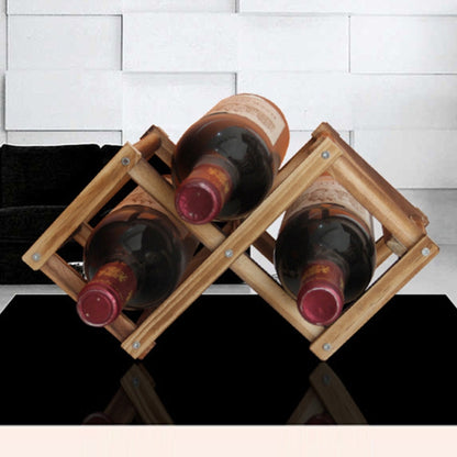 3 Bottles Racks Foldable Wine Stand Wooden Wine Holder Kitchen Bar Display Shelf(Carbon Baking) by bashfashion