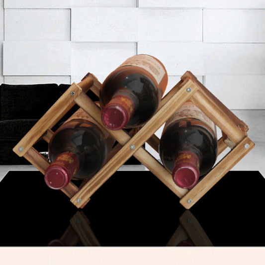 3 Bottles Racks Foldable Wine Stand Wooden Wine Holder Kitchen Bar Display Shelf(Carbon Baking) by bashfashion