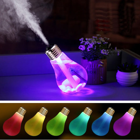 400ML Colorful Light Portable Bulb Shape Aromatherapy Air Purifier Humidifier for Home / Office / Car(Silver) by bashfashion