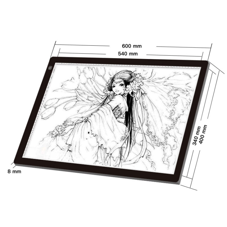 A2 Size 23W 12V LED Three Level of Brightness Dimmable Acrylic Copy Boards for Anime Sketch Drawing Sketchpad, with Power Adapter by bashfashion