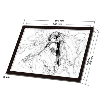 A2 Size 23W 12V LED Three Level of Brightness Dimmable Acrylic Copy Boards for Anime Sketch Drawing Sketchpad, with Power Adapter by bashfashion
