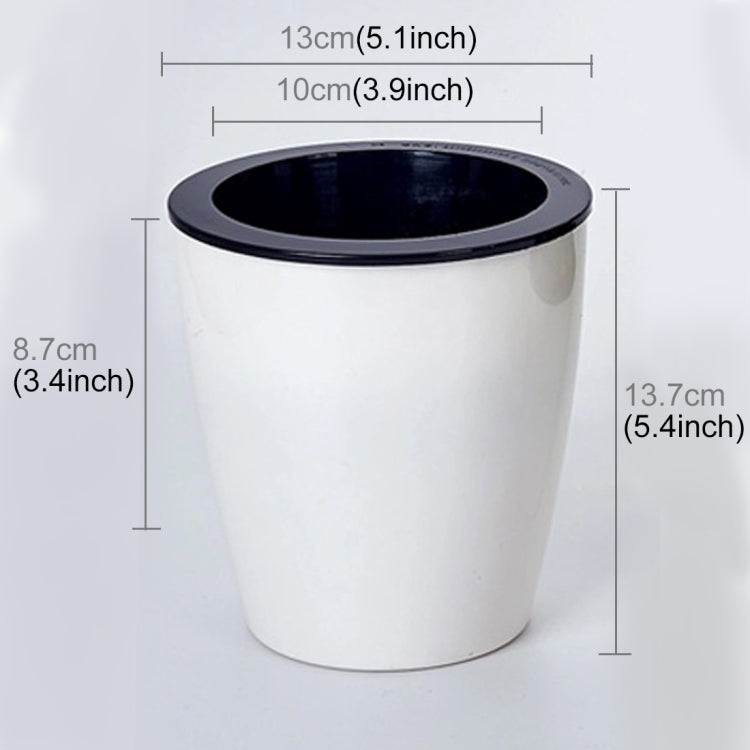 Lazy Flower Pots Automatic Water-absorbing Hydroponic Potted Plants Circular Resin Plastic Flower Pots Double-layer Design Self Watering Planter, Diameter: 13cm, Height: 13.7cm(White) by bashfashion