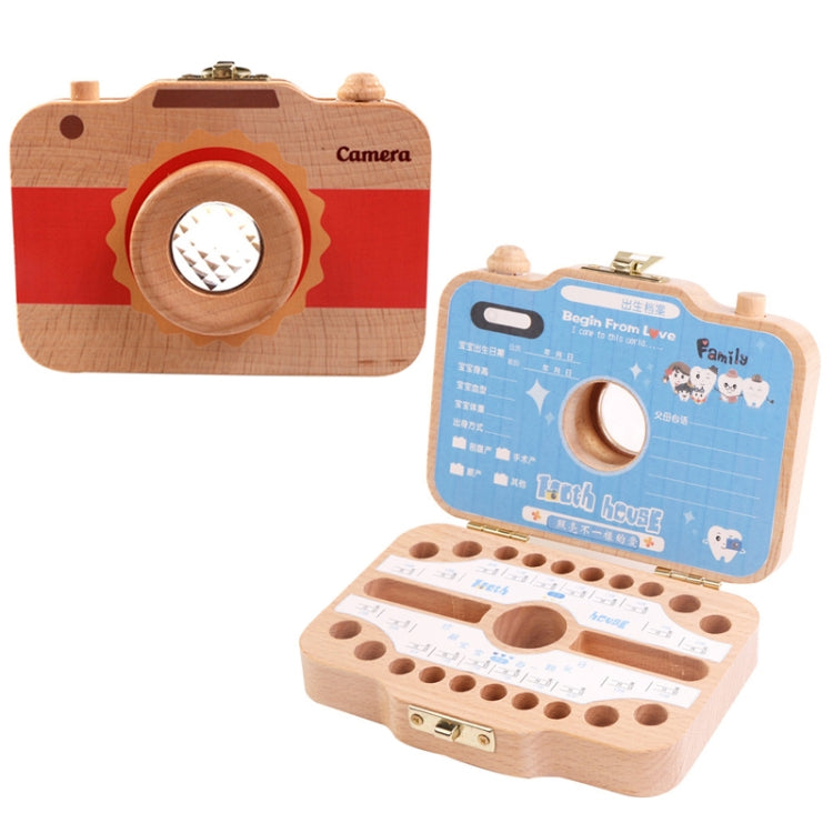 Creative Wooden Children Camera Deciduous Tooth Preservation Box Baby Teeth Tooth House Storage Box by bashfashion