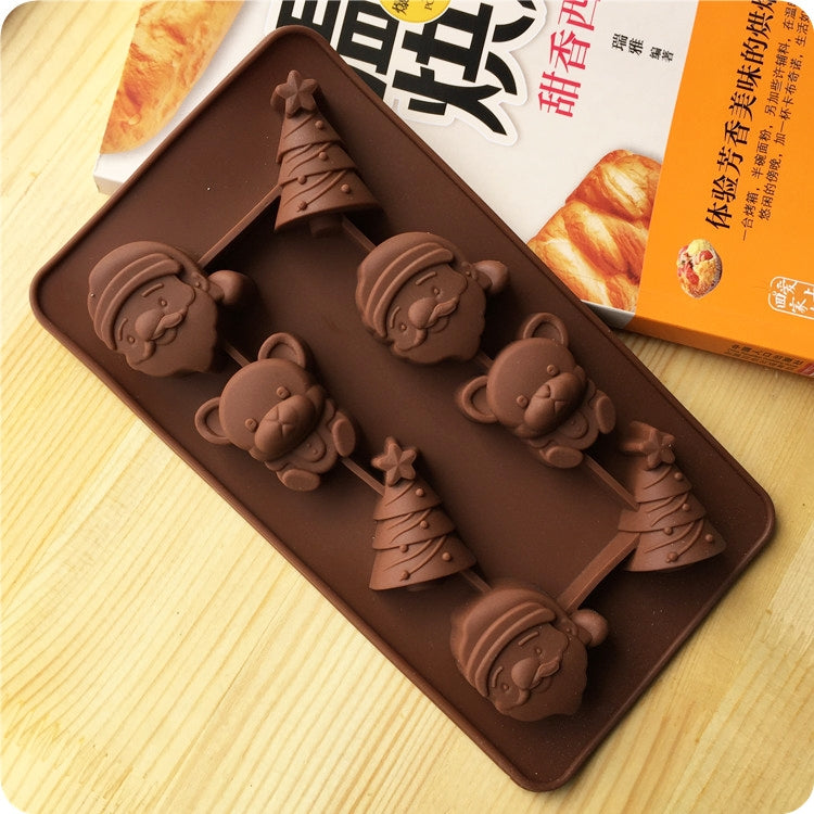 2 PCS Christmas Tree Santa Claus Chocolate Dessert Pastry Kitchen Baking Silicone Ice Lattice Mold by bashfashion