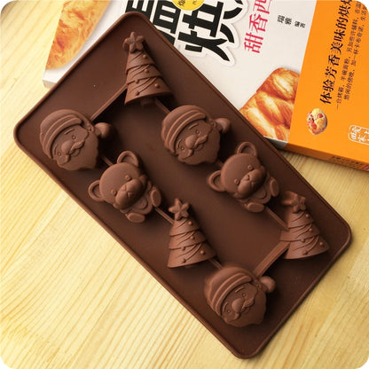 2 PCS Christmas Tree Santa Claus Chocolate Dessert Pastry Kitchen Baking Silicone Ice Lattice Mold by bashfashion