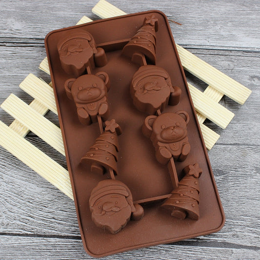 2 PCS Christmas Tree Santa Claus Chocolate Dessert Pastry Kitchen Baking Silicone Ice Lattice Mold by bashfashion