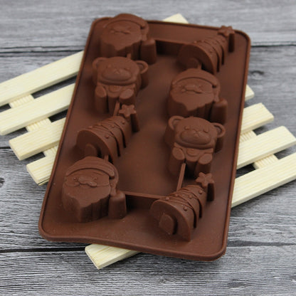 2 PCS Christmas Tree Santa Claus Chocolate Dessert Pastry Kitchen Baking Silicone Ice Lattice Mold by bashfashion