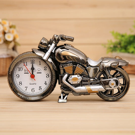 Cartoon Motorcycle Alarm Clock Bedroom Plastic Pointer Alarm Clock, Size: 23*13*6cm(Black, Gold) by bashfashion