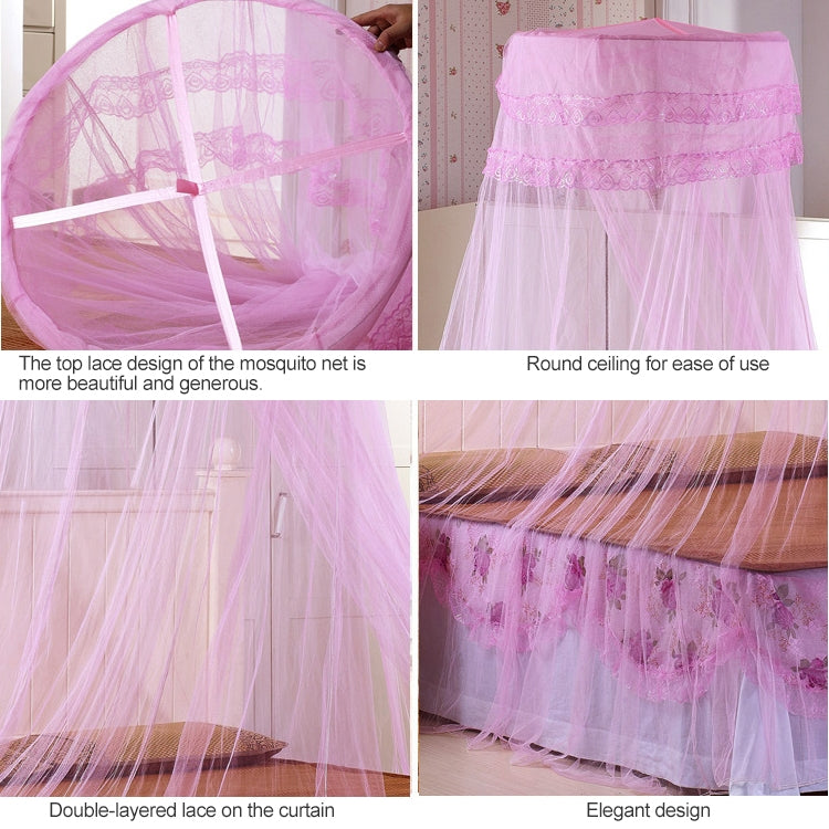 Household Circular Suspended Ceiling Mosquito Net Princess Tents(Light Pink) by bashfashion