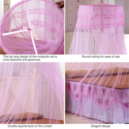 Household Circular Suspended Ceiling Mosquito Net Princess Tents(Light Pink) by bashfashion