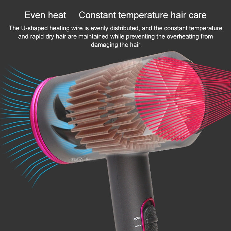 High-power Anionic Cold Hot Air Constant Temperature Hair Dryer, EU Plug(Red + Grey) by bashfashion